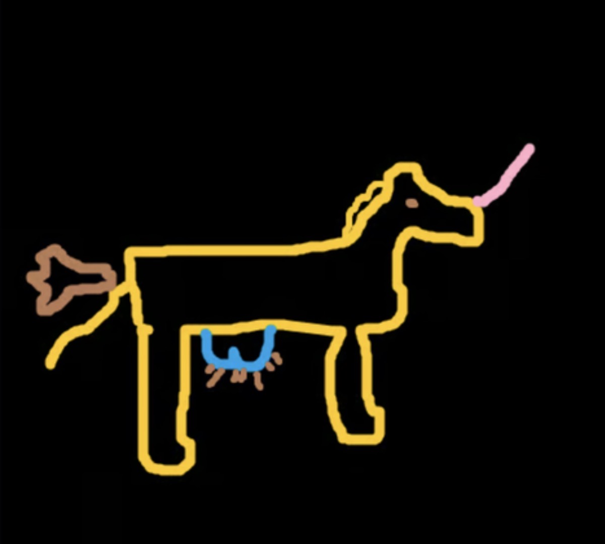 The legendary Super Testicle Farting Unicorn - a crude but powerful drawing